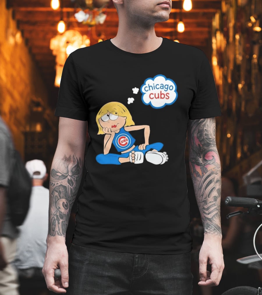 Chicago Cubs MLB Blonde Cartoon Girl Sitting Thought Bubble T-Shirt