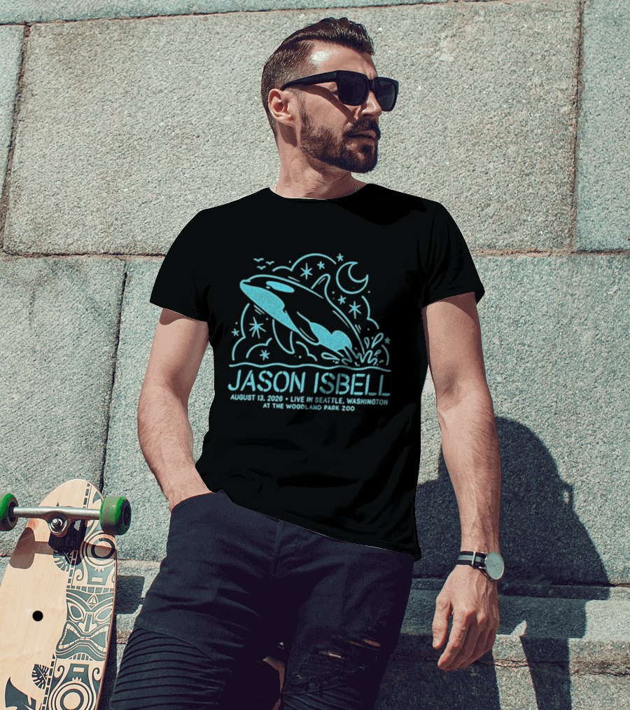 Jason Isbell Aug 13 2026 Seattle Woodland Park Zoo Whale Moon Stars T-Shirt