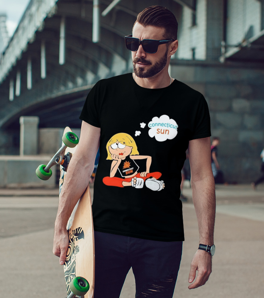 Connecticut Sun WNBA Cartoon Blonde Girl Thought Bubble T-Shirt