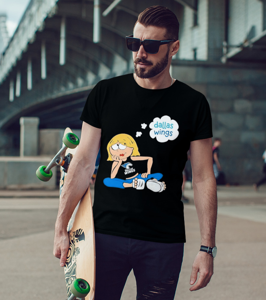 Dallas Wings WNBA Cartoon Blonde Girl Daydreaming Thought Bubble T-Shirt