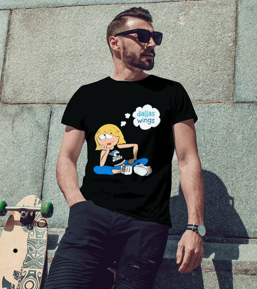 Dallas Wings WNBA Cartoon Blonde Girl Daydreaming Thought Bubble T-Shirt