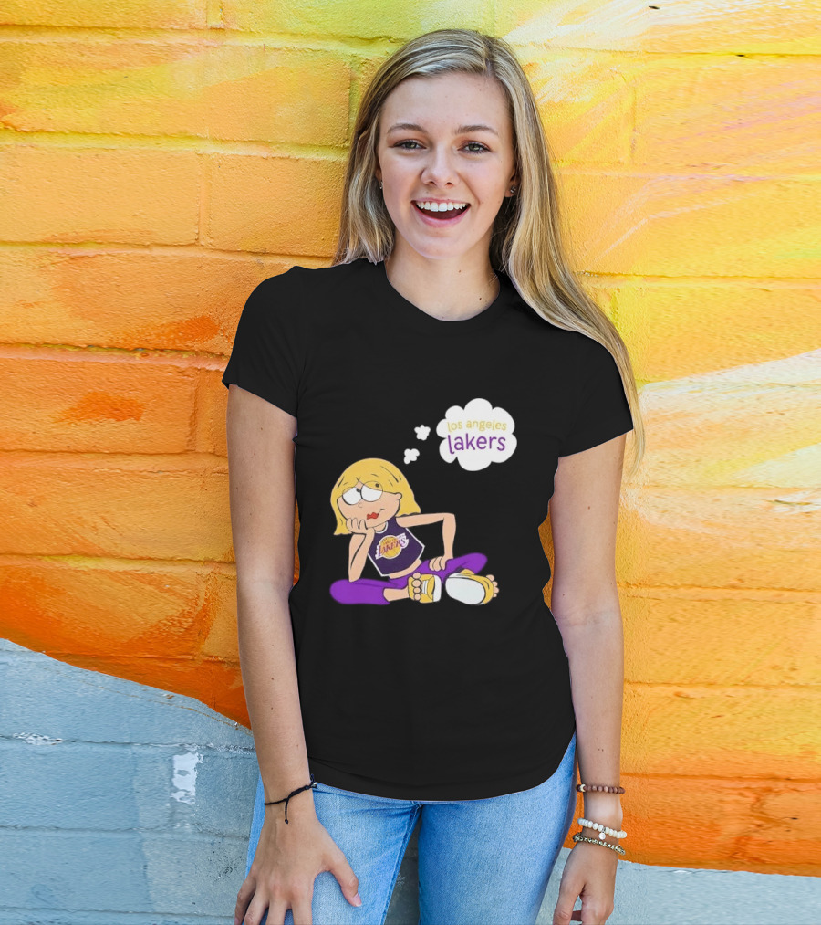 Los Angeles Lakers Cartoon Girl Daydreaming Thought Bubble T-Shirt