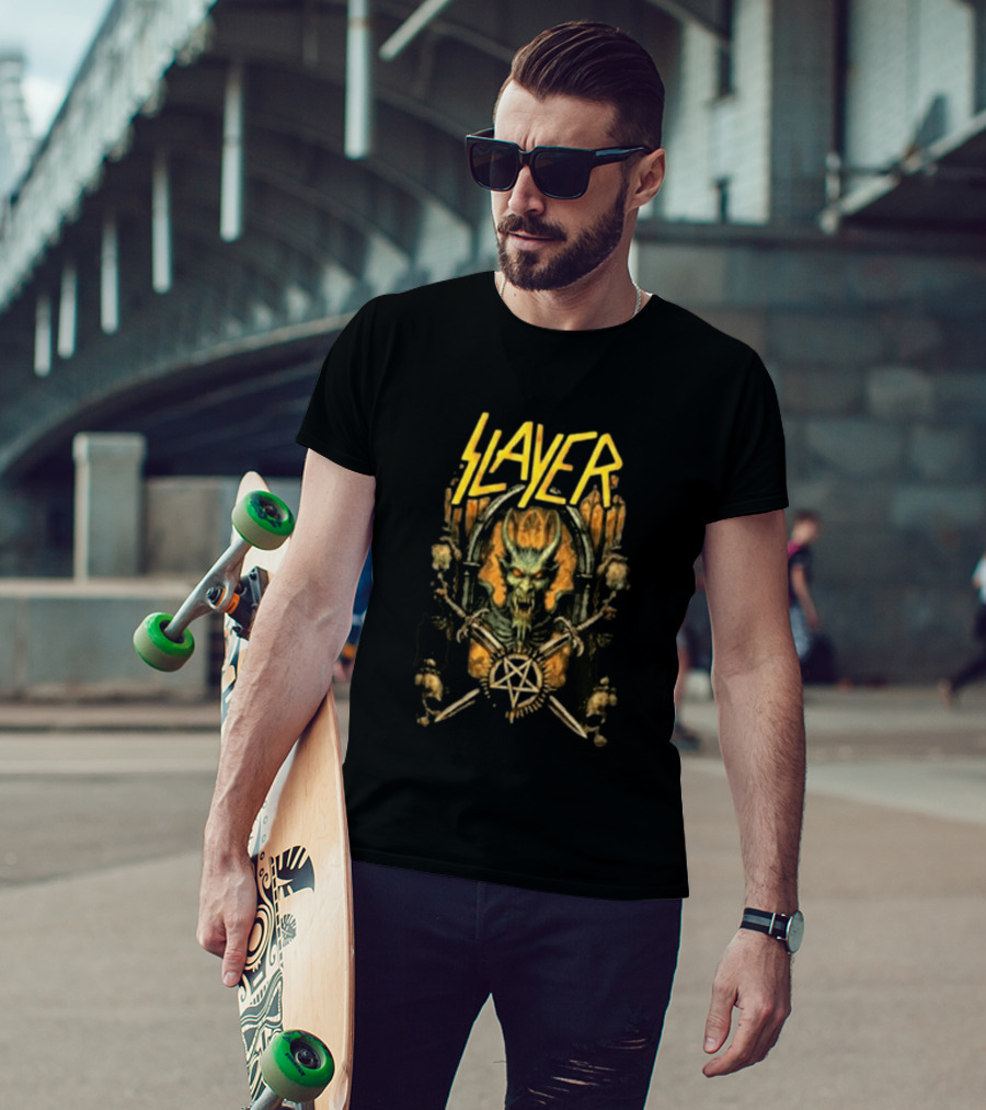 Slayer 2026 Festival Event Sick New World Gothic Skull Demon Pentagram T-Shirt