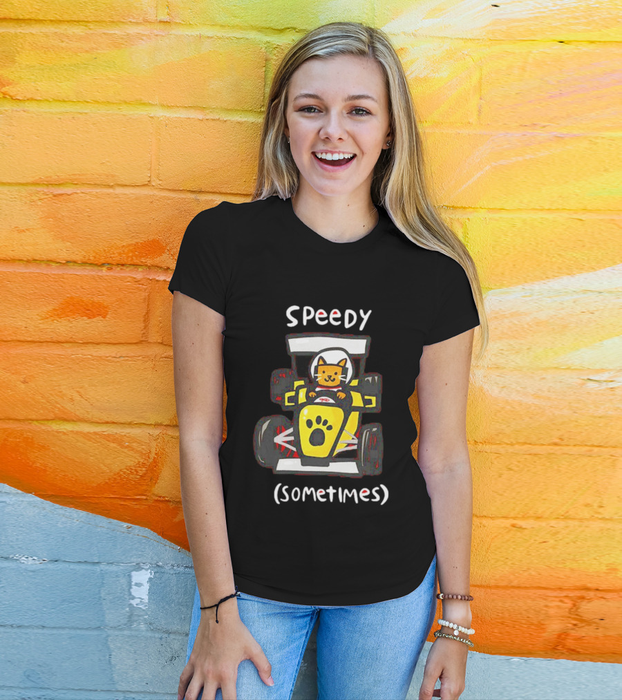 Speedy Sometimes Cat Racecar Paw Print Racing T-Shirt