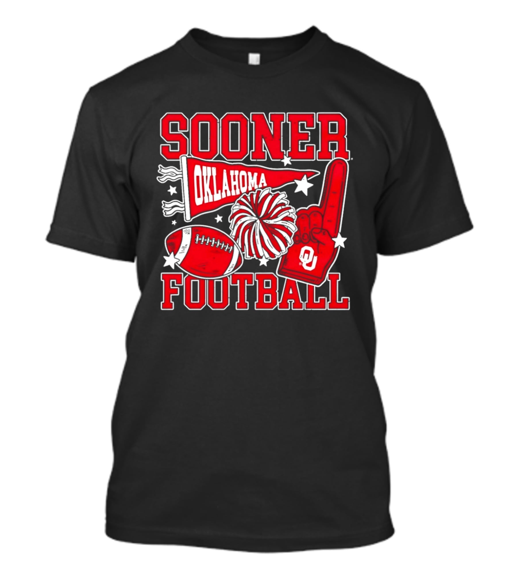 Oklahoma Sooners Football Sooner OU Pom Pom Foam Finger Pennant T-Shirt