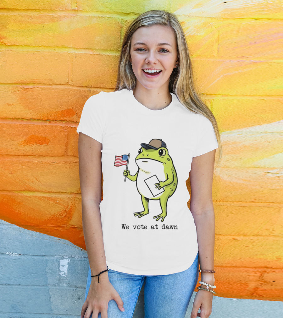 American Frog With Flag We Vote At Dawn T-Shirt