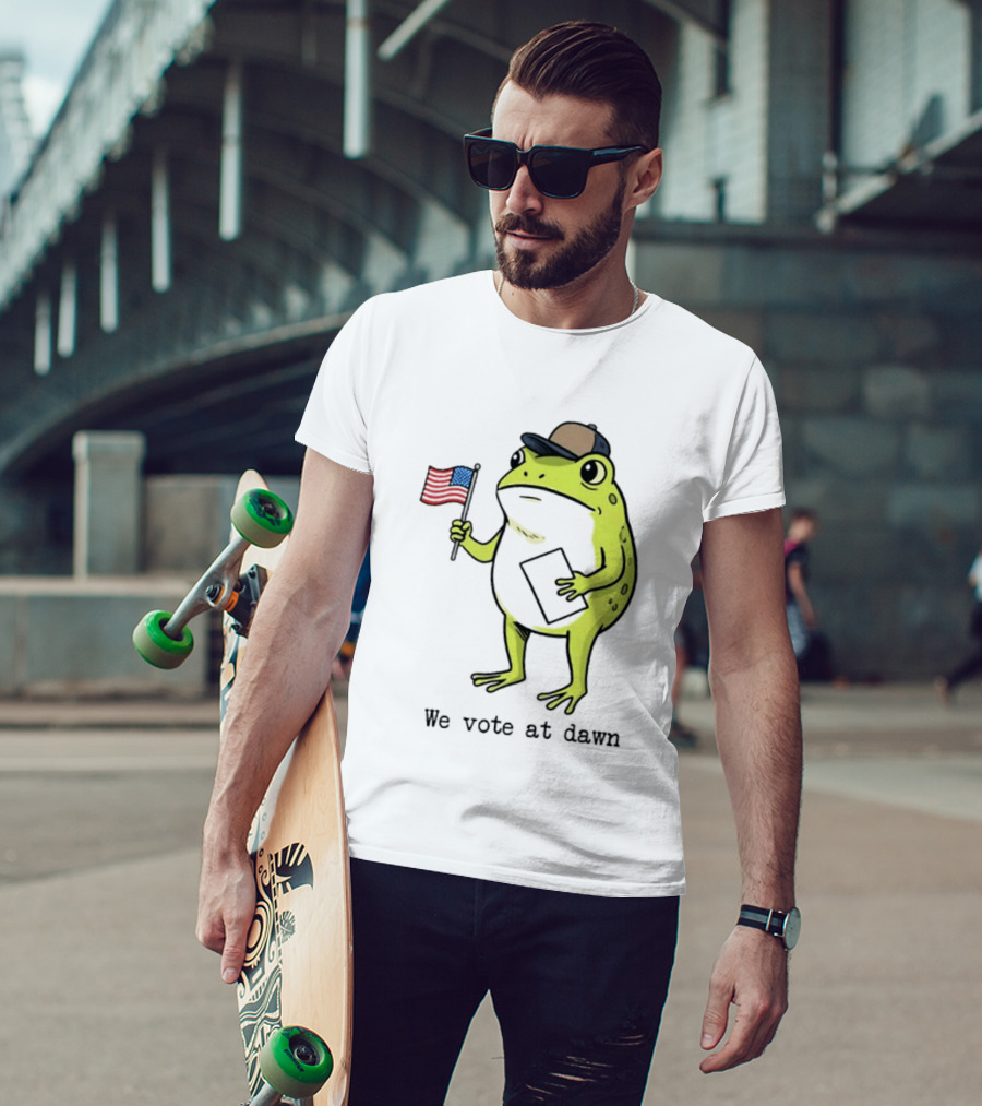 American Frog With Flag We Vote At Dawn T-Shirt