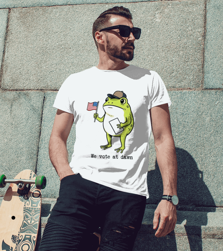American Frog With Flag We Vote At Dawn T-Shirt