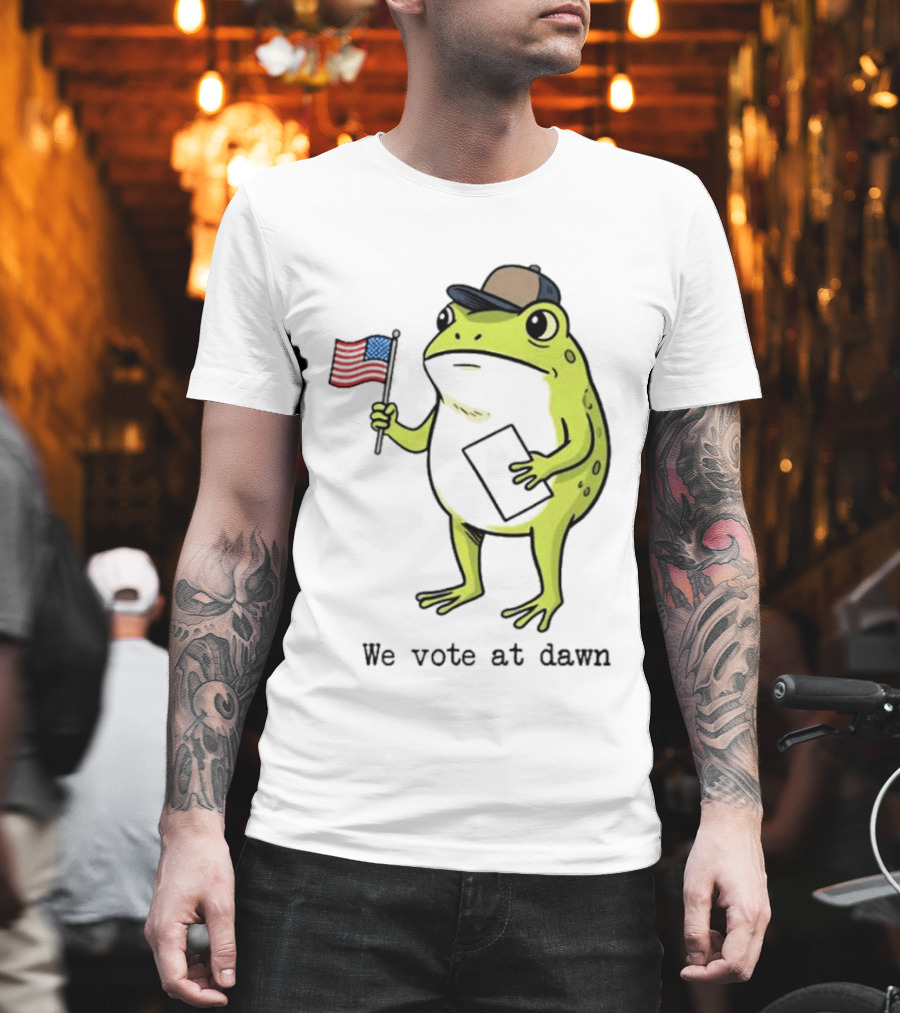 American Frog With Flag We Vote At Dawn T-Shirt