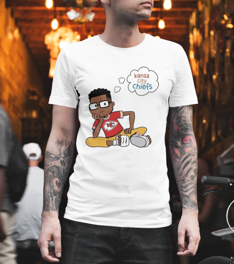 Kansas City Chiefs Cartoon Boy Thought Bubble Sitting With KC T-Shirt