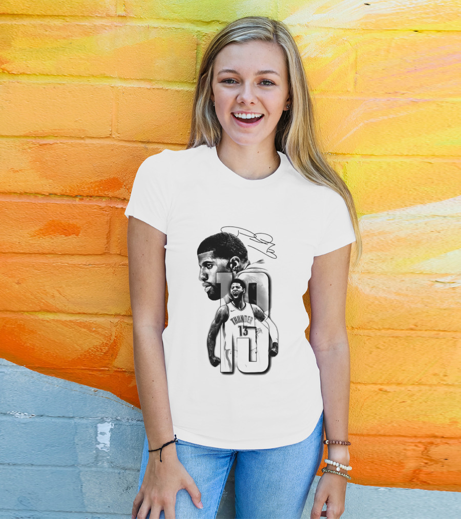 Paul George Oklahoma City Thunder Basketball Player Sketch T-Shirt