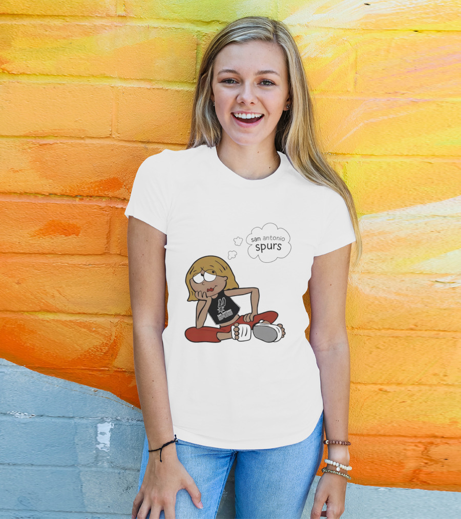 San Antonio Spurs Cartoon Blonde Girl Thought Bubble Daydreaming T-Shirt