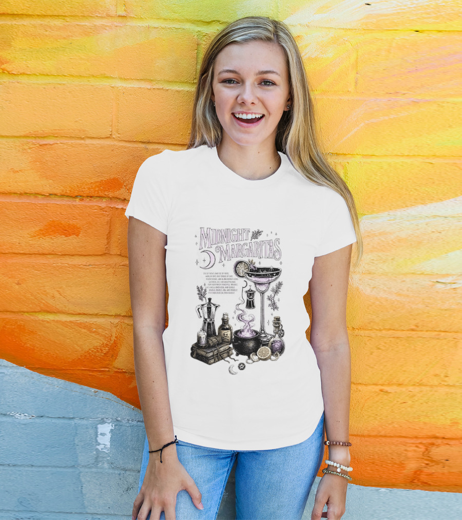 Midnight Margaritas Witchy Cocktail Cauldron Eye Of Newt Toe Of Frog Recipe Potion Essentials T-Shirt