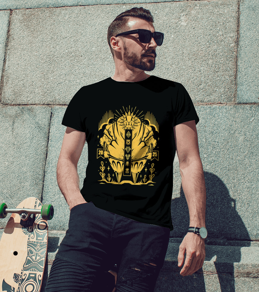 2025 Sun God Symbols Ornate Geometric Motif T-Shirt