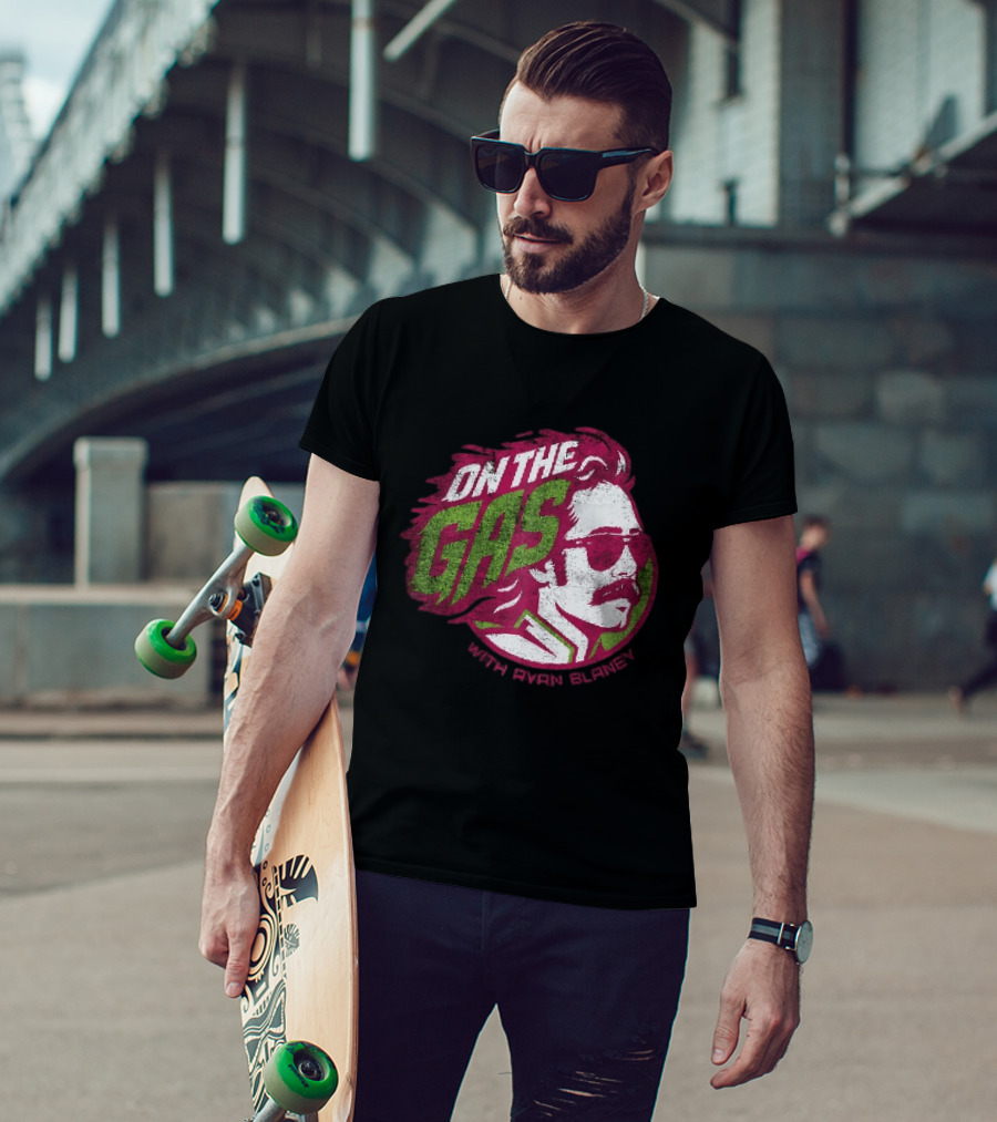On The Gas With Ryan Blaney Racing Style Retro Hair Sunglasses T-Shirt