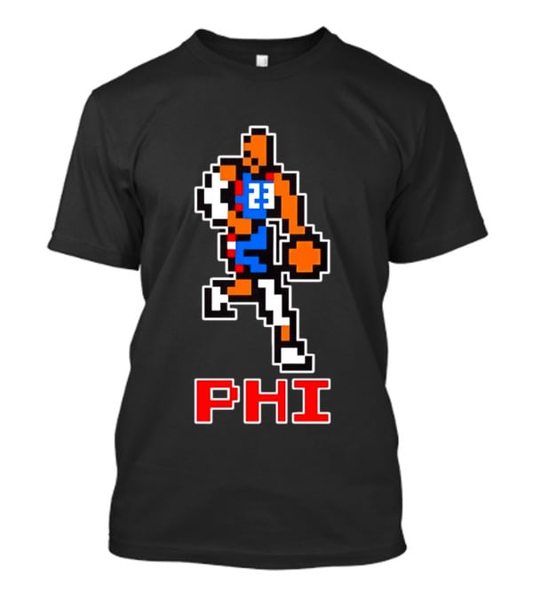 Philadelphia 76ers Phi 8 Bit Pixel Basketball Player 23 Dribbling T-Shirt