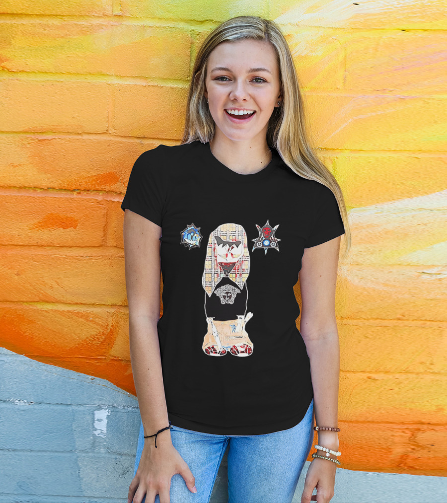 Medusa Head Cotton Streetwear With Plaid Pattern And Abstract T-Shirt