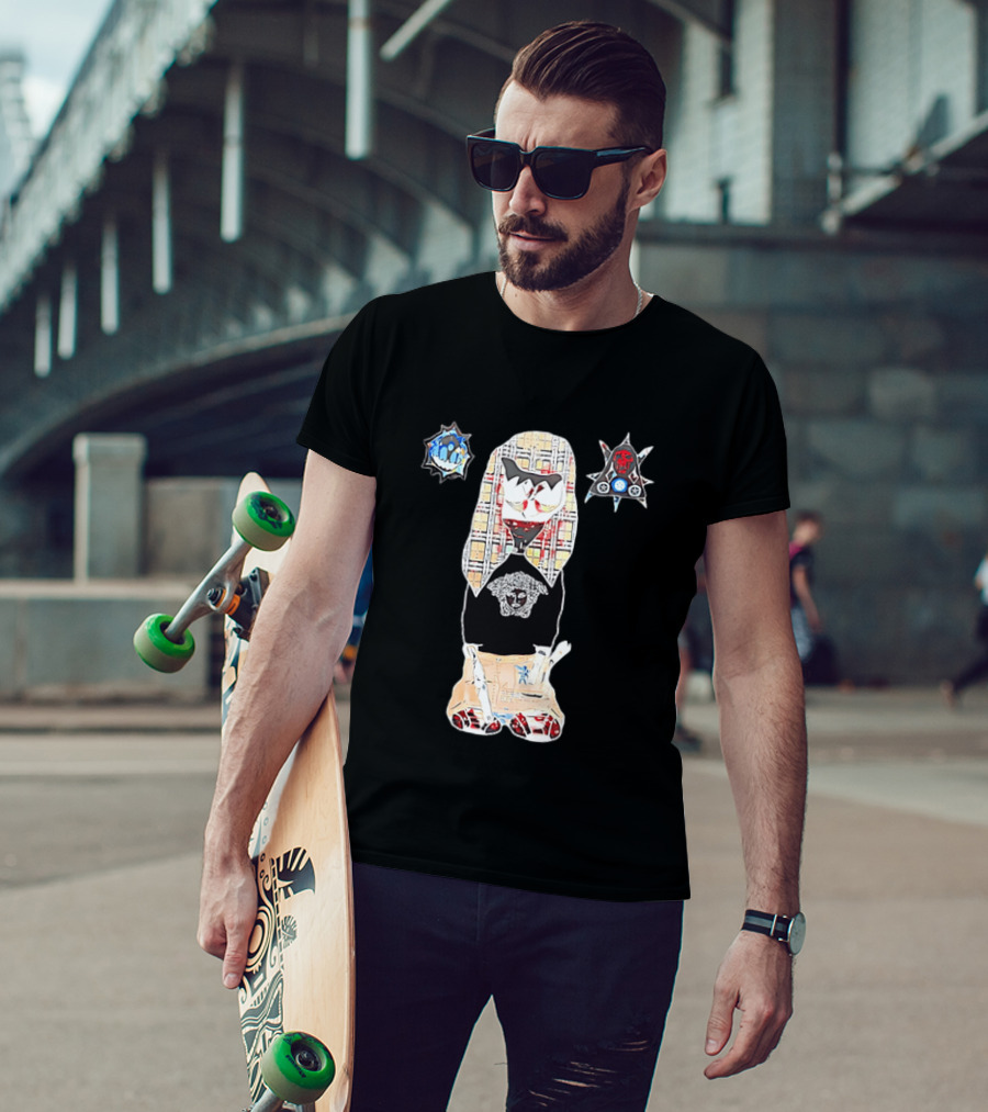 Medusa Head Cotton Streetwear With Plaid Pattern And Abstract T-Shirt