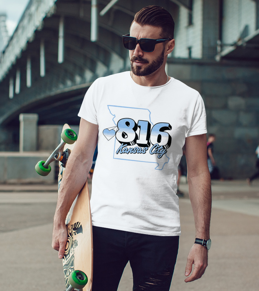 816 Kansas City Heart Map Love T-Shirt