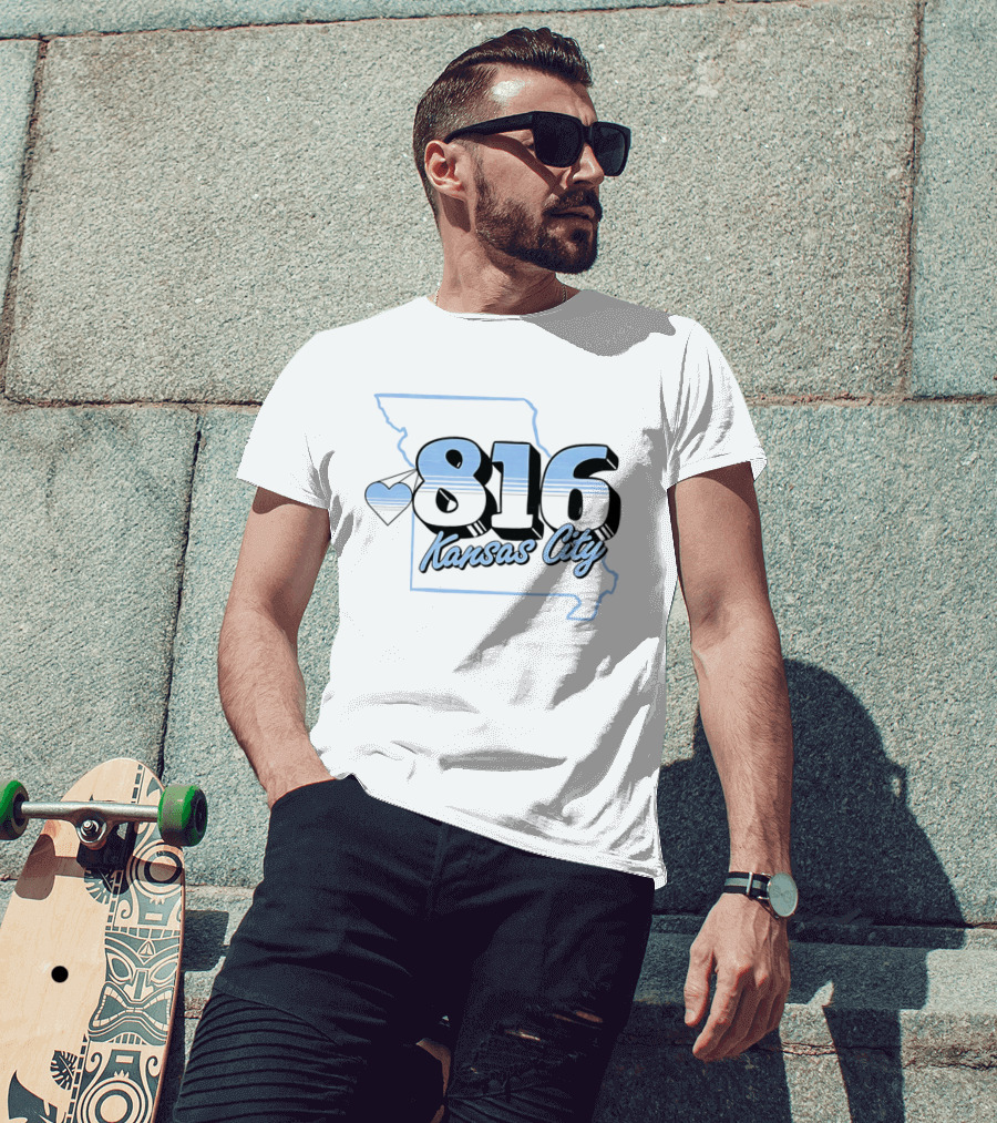 816 Kansas City Heart Map Love T-Shirt