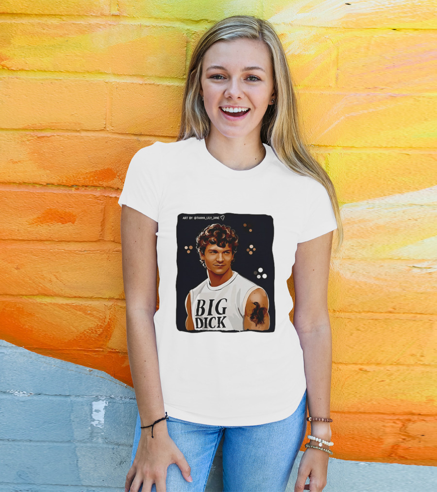 Tanya Lily Jane Big Dick Art Featuring Curly Haired Man T-Shirt