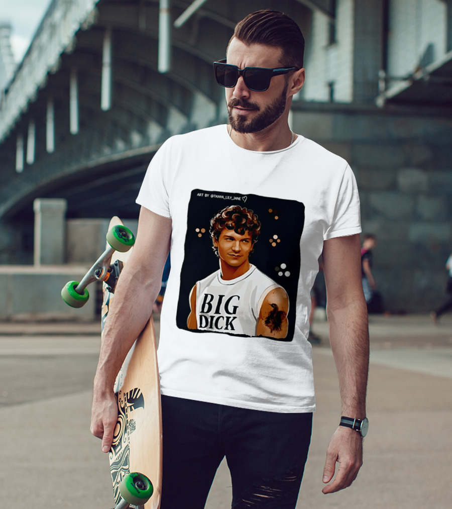 Tanya Lily Jane Big Dick Art Featuring Curly Haired Man T-Shirt