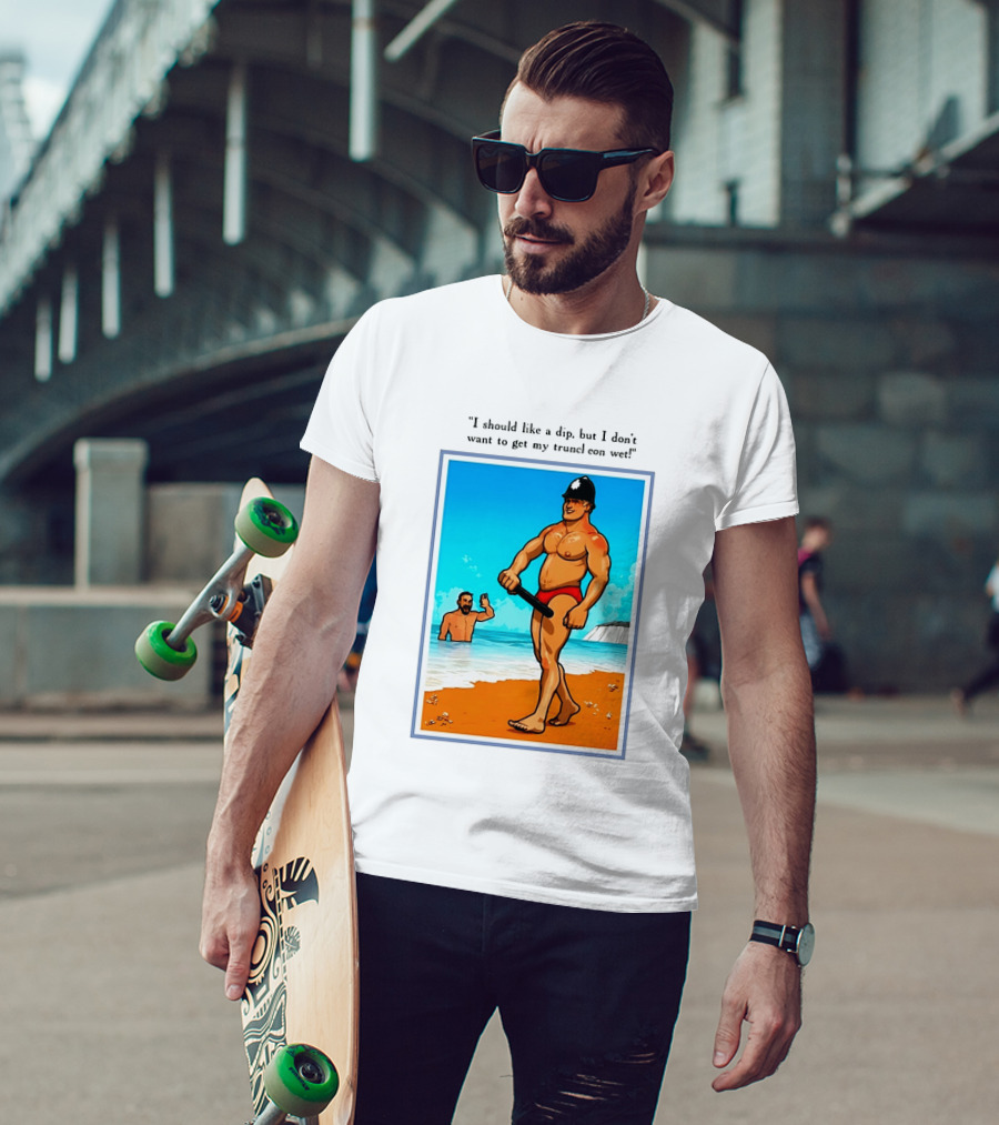 I Should Like A Dip But I Don't Want To Get My Truncheon Wet Beach Scene T-Shirt