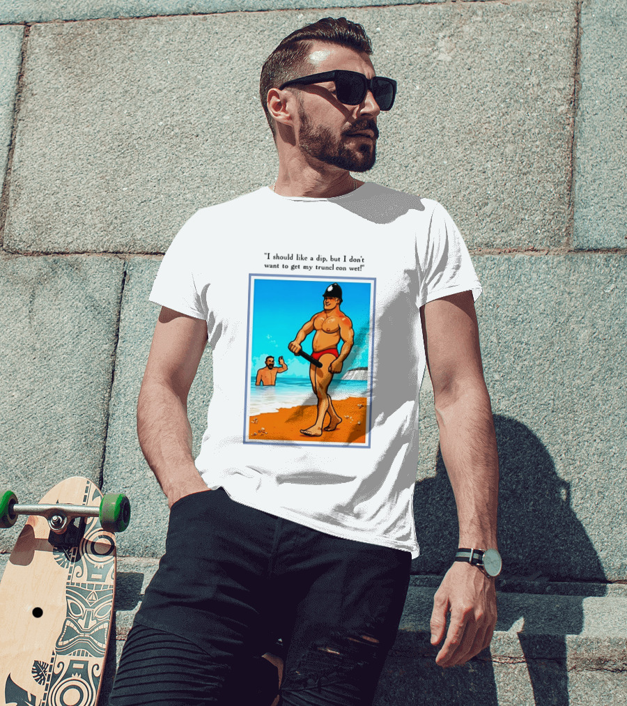I Should Like A Dip But I Don't Want To Get My Truncheon Wet Beach Scene T-Shirt