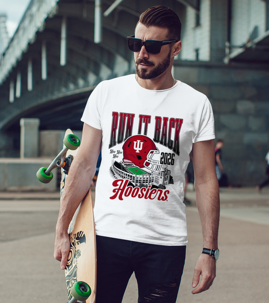 Run It Back Hoo Hoo Hoo 2026 Hoosiers Indiana University Football Stadium Helmet T-Shirt