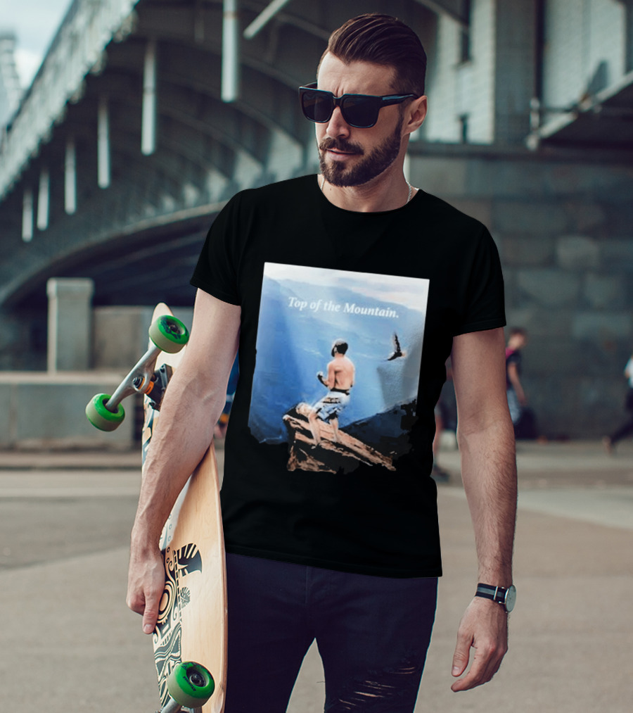 Islam Makhachev Top Of The Mountain Scenic Martial Arts Triumph T-Shirt