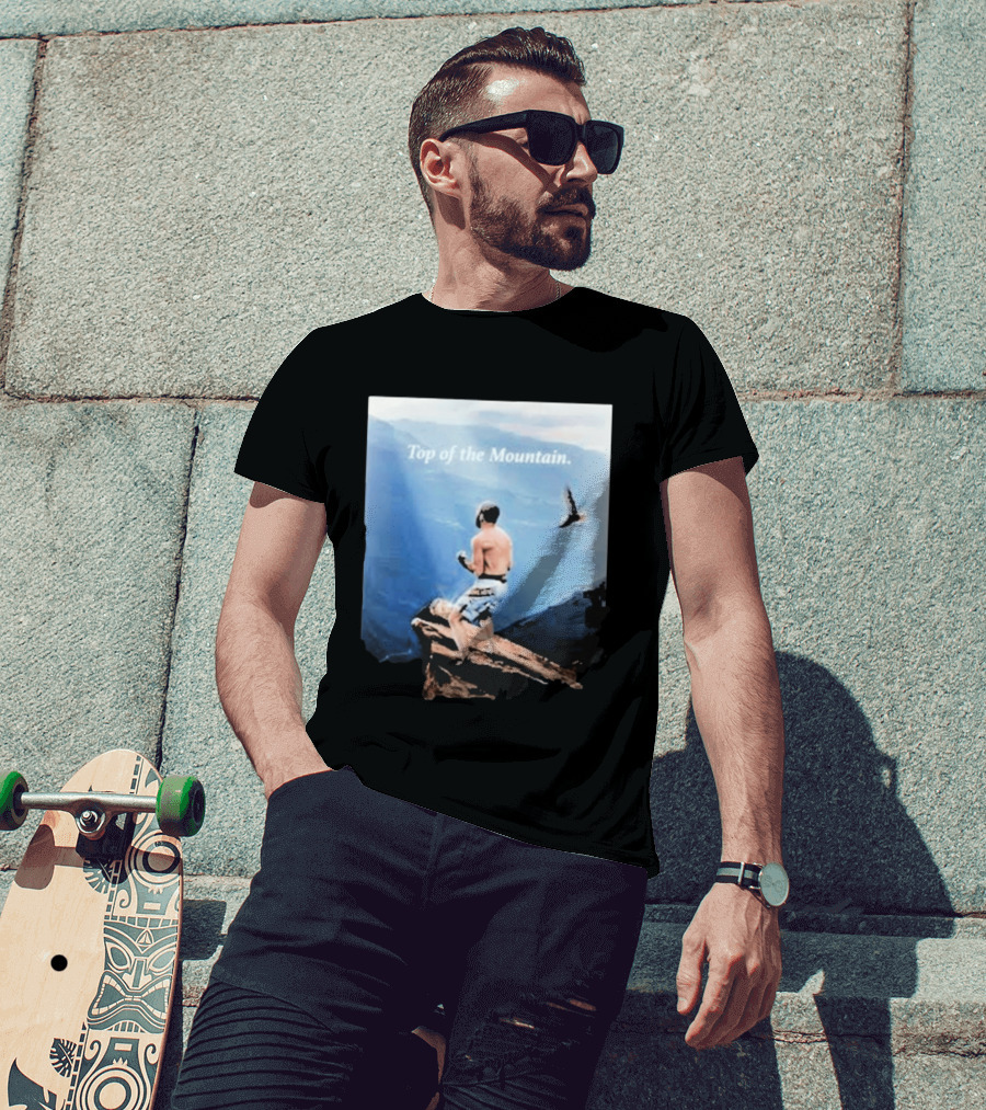 Islam Makhachev Top Of The Mountain Scenic Martial Arts Triumph T-Shirt