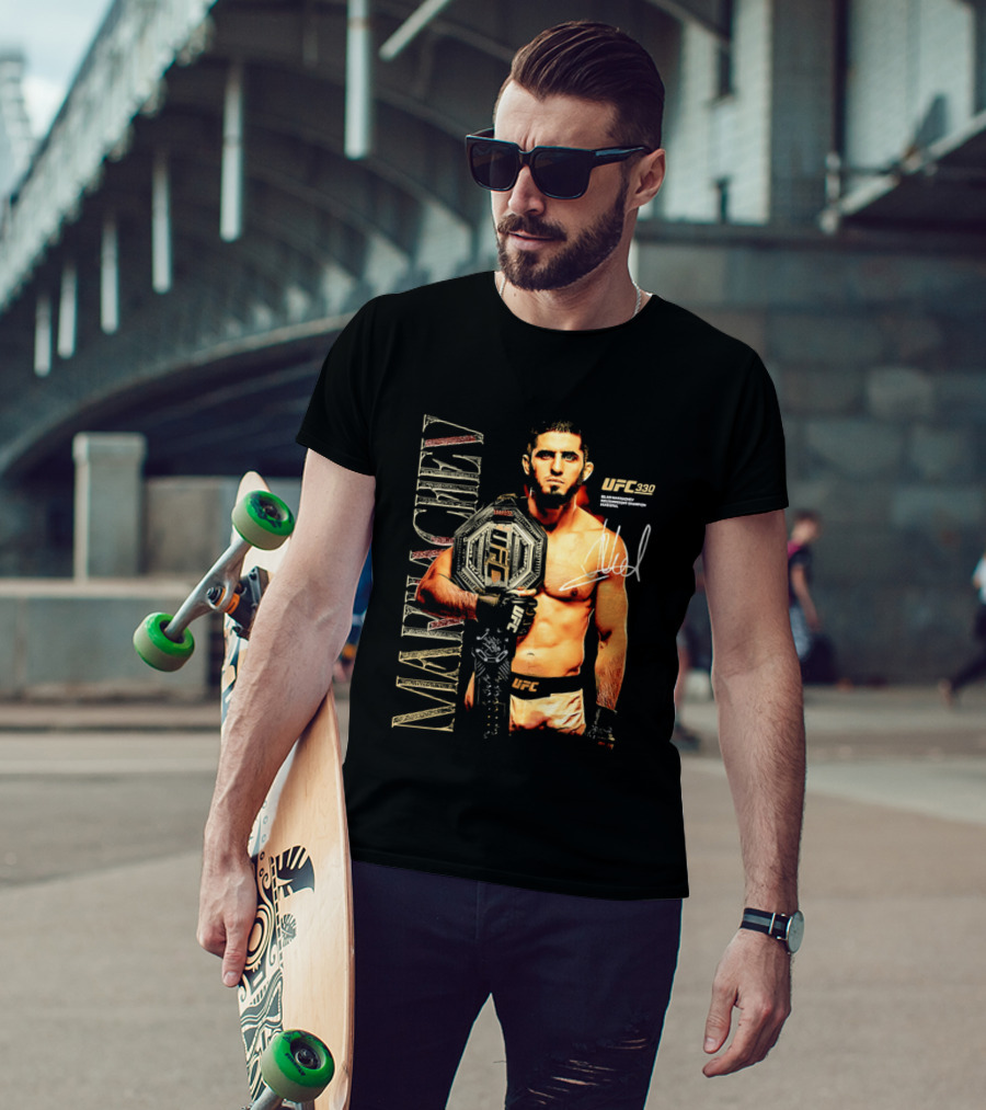 Islam Makhachev UFC Champion Signature Autograph Belt T-Shirt