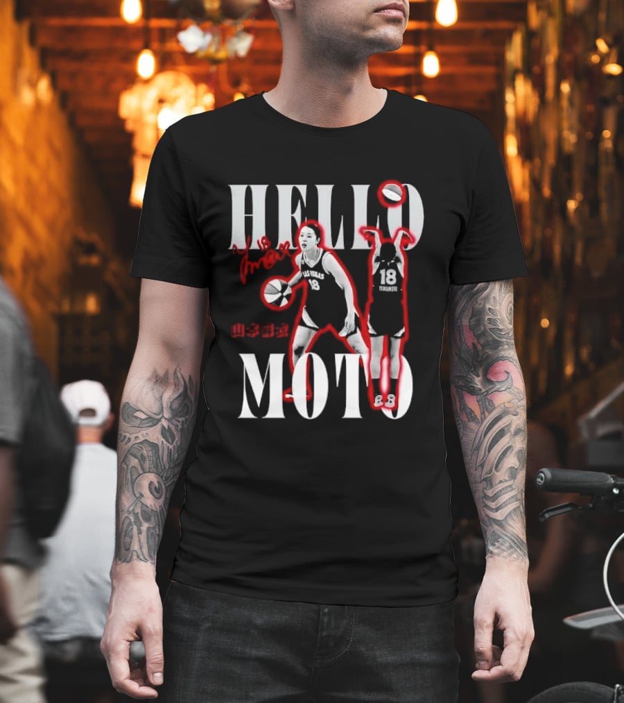 Hello Moto Mai Yamamoto Basketball 18 Red Glow Dribbling Shooting T-Shirt
