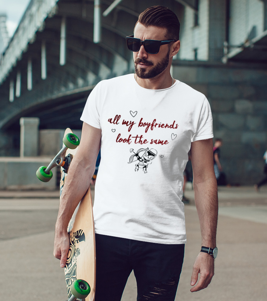 All My Boyfriends Look The Same Cartoon Clone Trooper Cupid Bow Hearts T-Shirt
