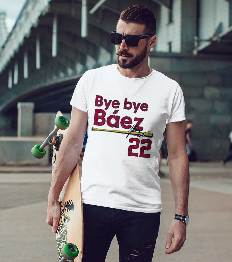 Bye Bye Báez 22 Yellow Gold Baseball Bat Player T-Shirt