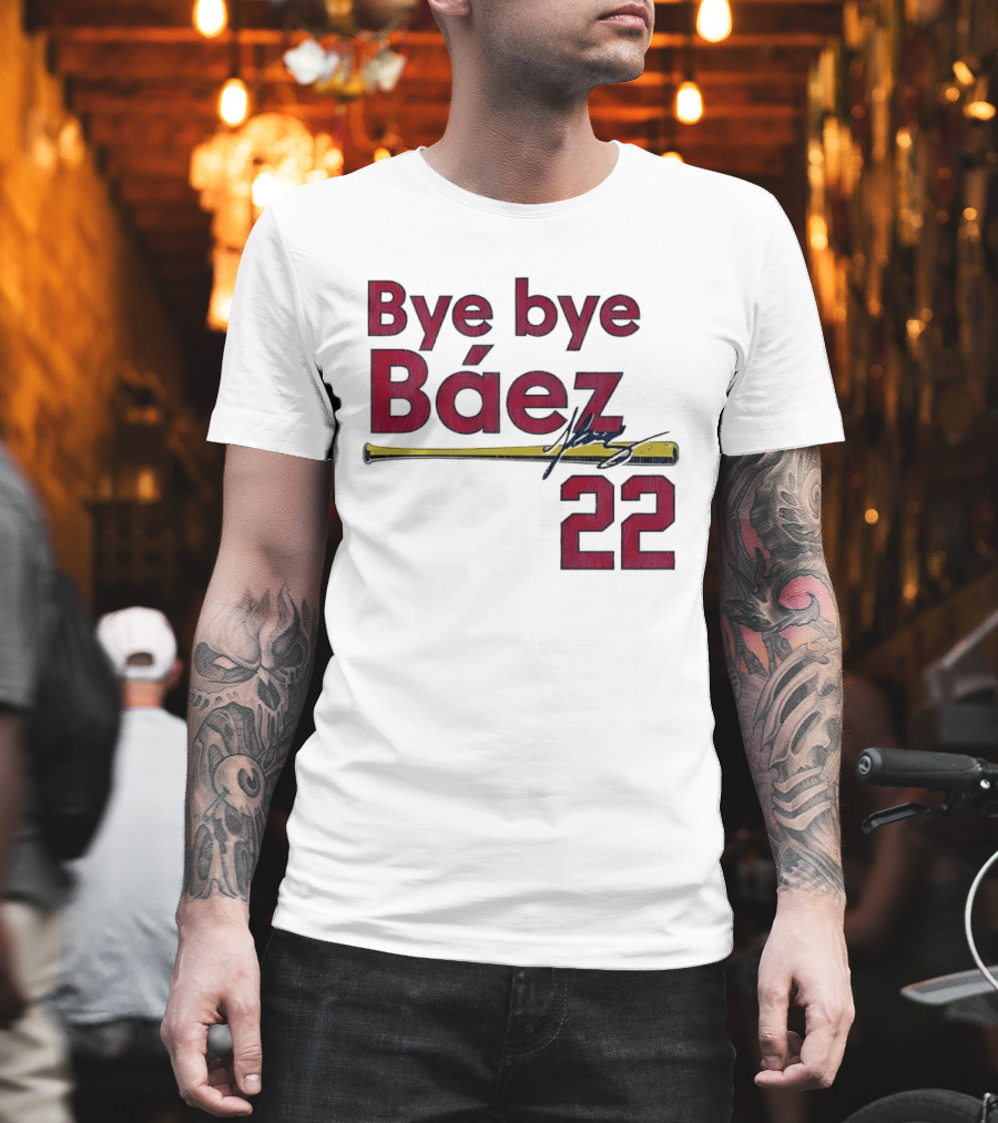 Bye Bye Báez 22 Yellow Gold Baseball Bat Player T-Shirt