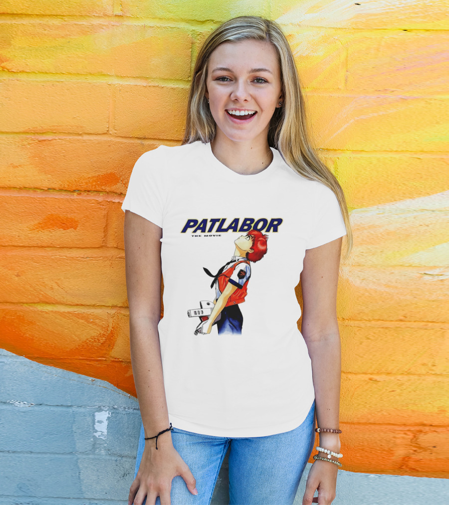 Patlabor The Movie Anime Girl Holding Helmet Looking Up T-Shirt