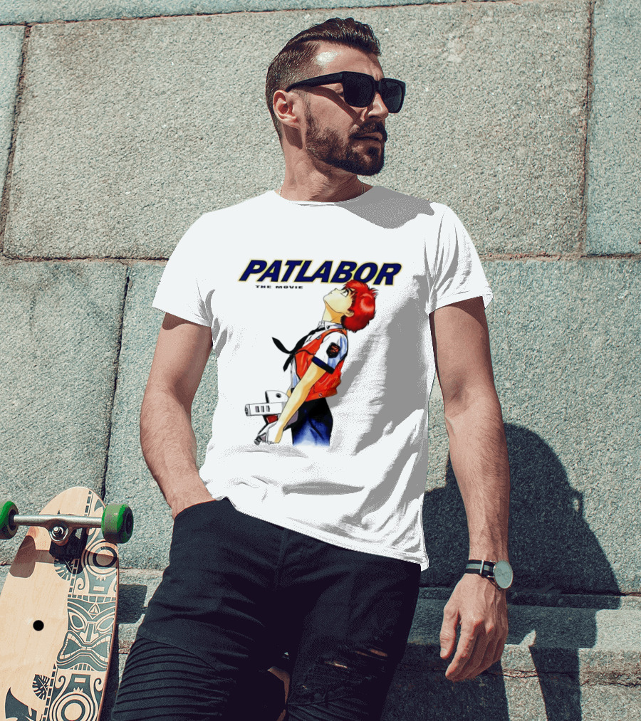 Patlabor The Movie Anime Girl Holding Helmet Looking Up T-Shirt