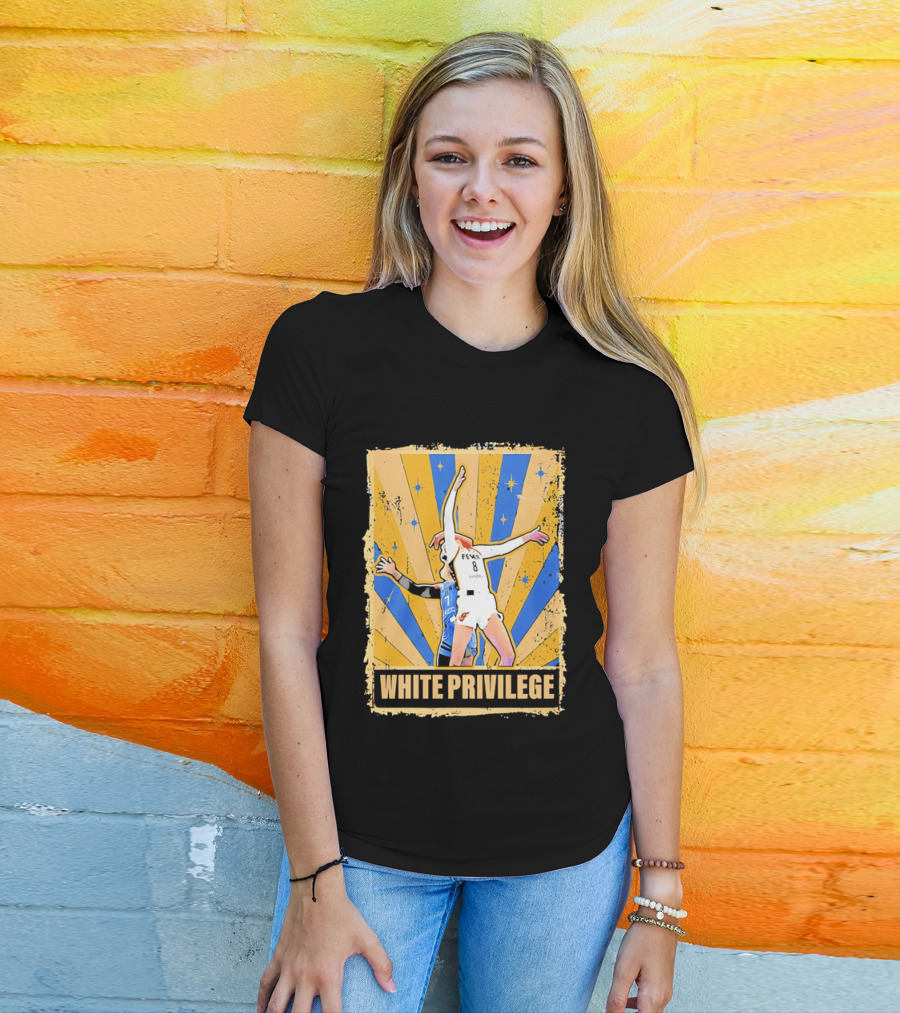 Indiana Fever WNBA White Privilege Basketball Players Foul Distressed Sunburst Stars T-Shirt