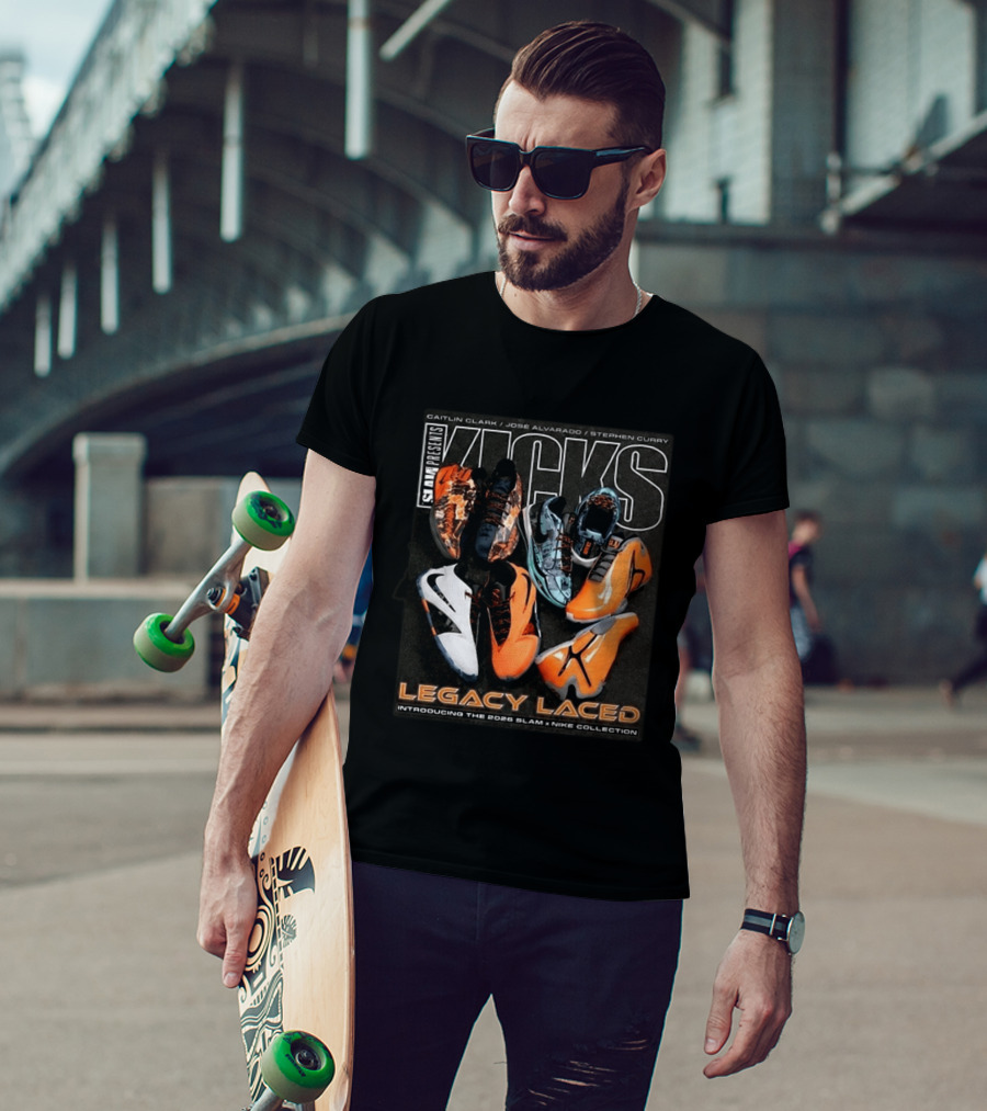 SLAM Presents KICKS Legacy Laced 2026 Introducing Caitlin Clark José Alvarado Stephen Curry Nike Collection T-Shirt