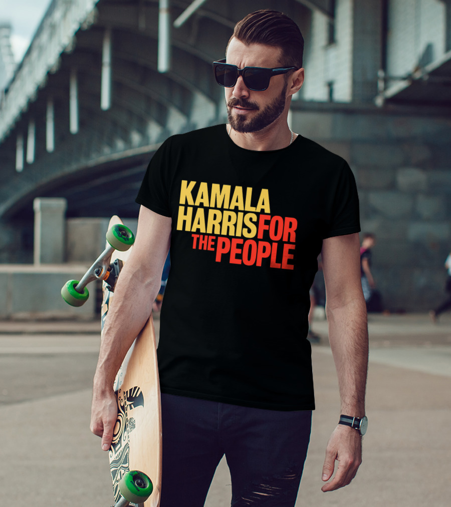 Kamala Harris For The People Text Classic Bold Yellow And Red T-Shirt
