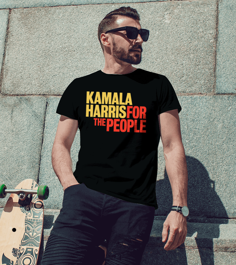 Kamala Harris For The People Text Classic Bold Yellow And Red T-Shirt