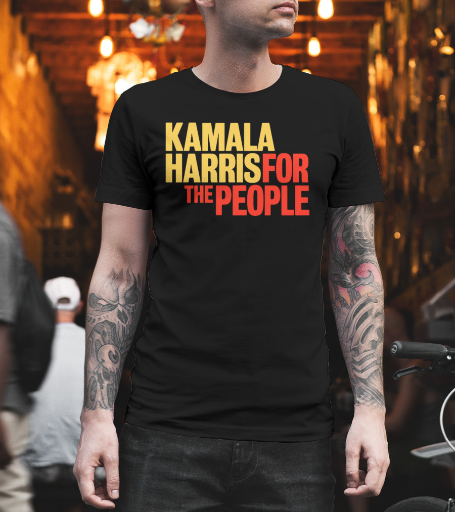 Kamala Harris For The People Text Classic Bold Yellow And Red T-Shirt