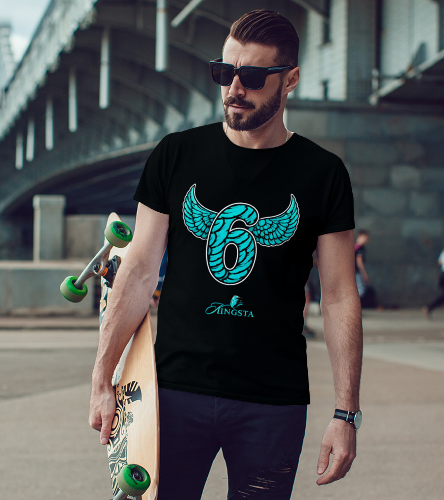 Kingsta Turquoise Feathered Wings Number 6 T-Shirt