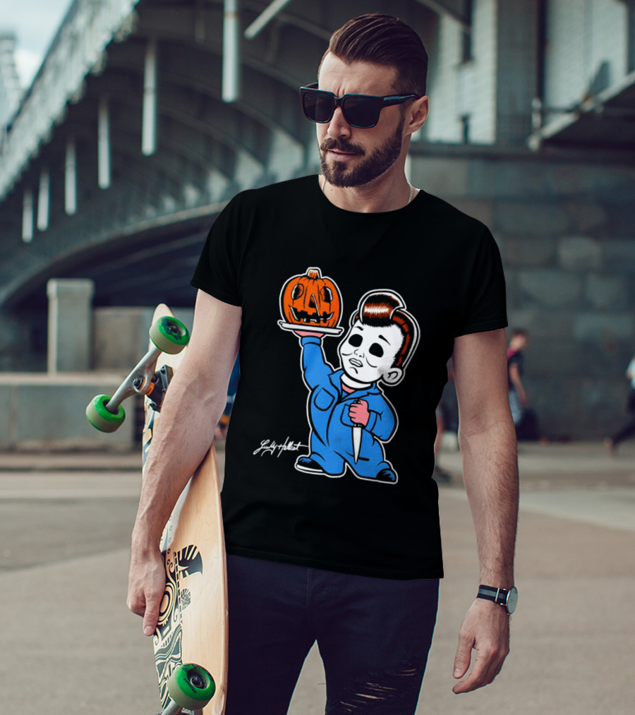 Michael Myers Big Boy Halloween Pumpkin Knife T-Shirt