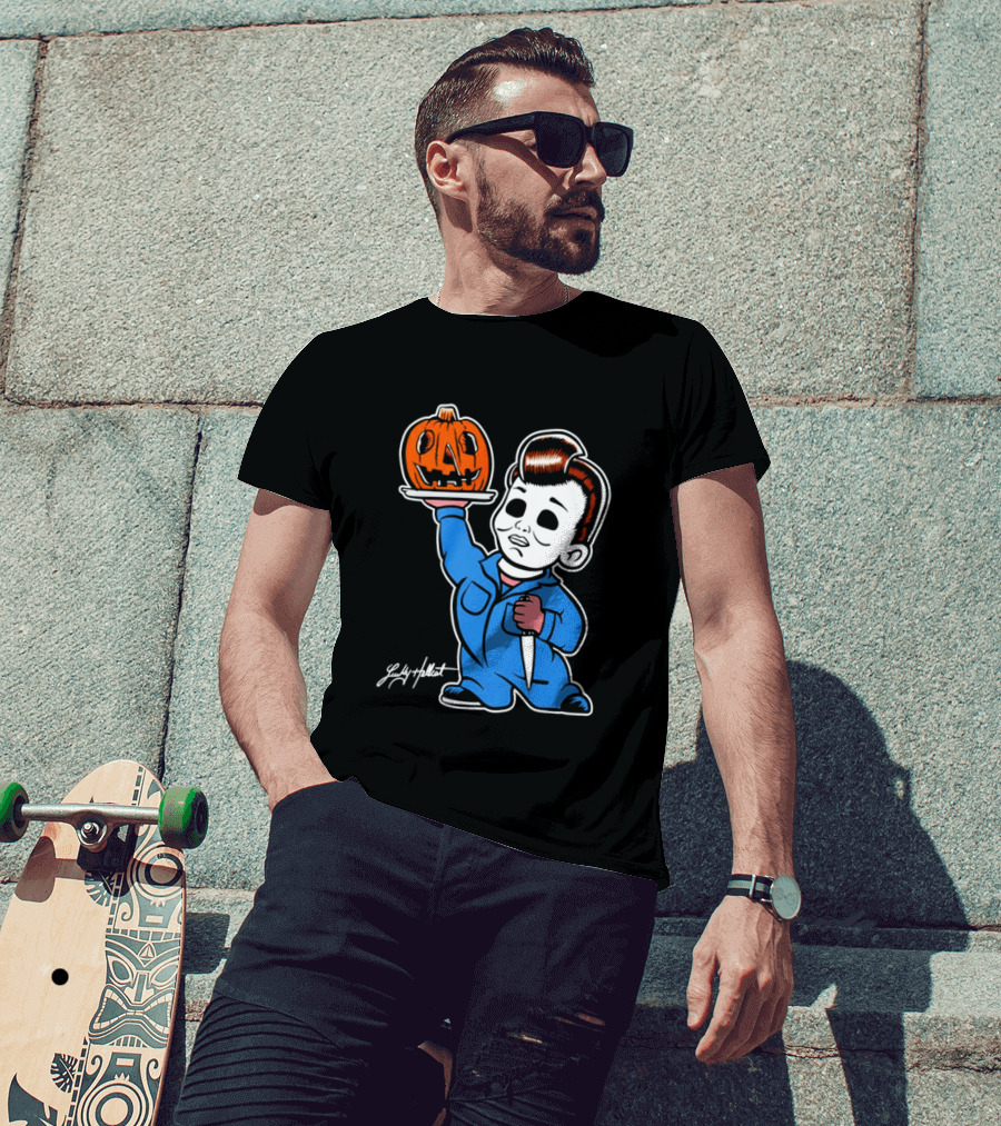 Michael Myers Big Boy Halloween Pumpkin Knife T-Shirt