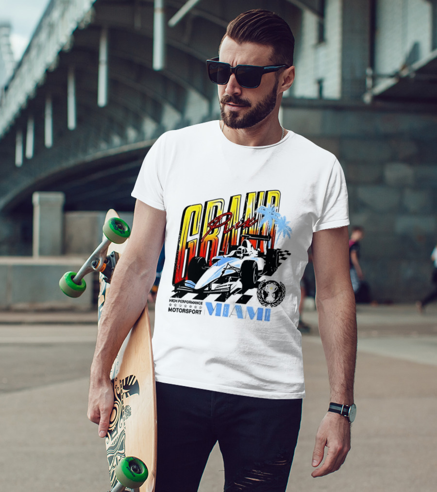 Chicago Bears Grand Prix Motorsport Miami Racing Car T-Shirt