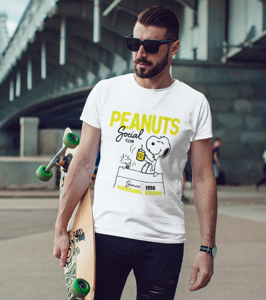 Peanuts Social Club Since 1950 Hanging Around Snoopy Woodstock T-Shirt