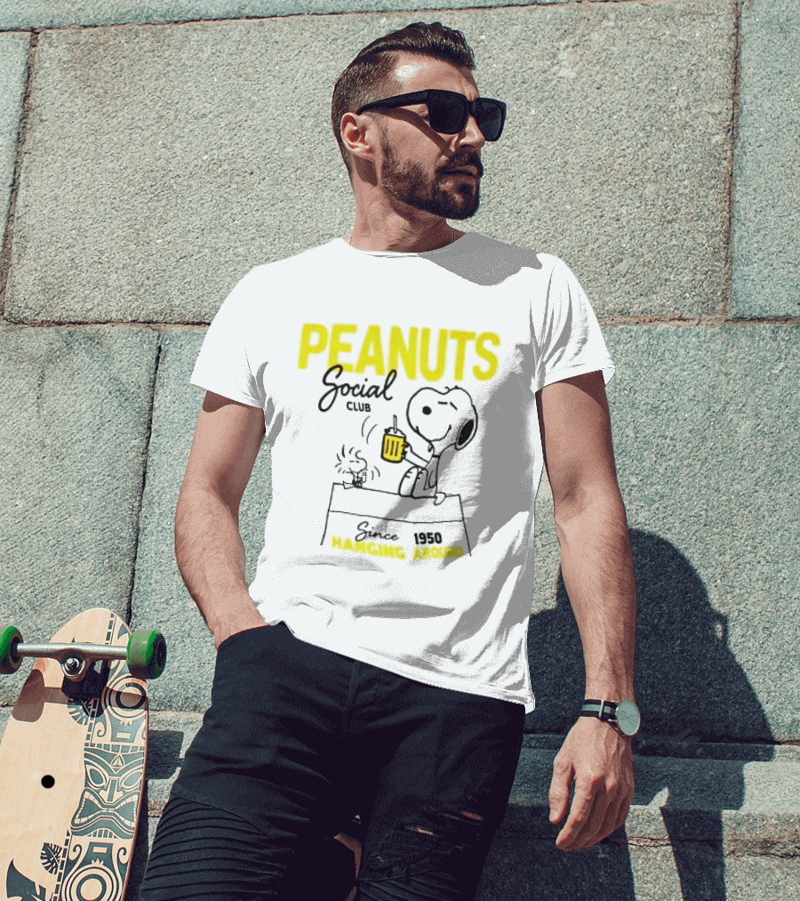 Peanuts Social Club Since 1950 Hanging Around Snoopy Woodstock T-Shirt