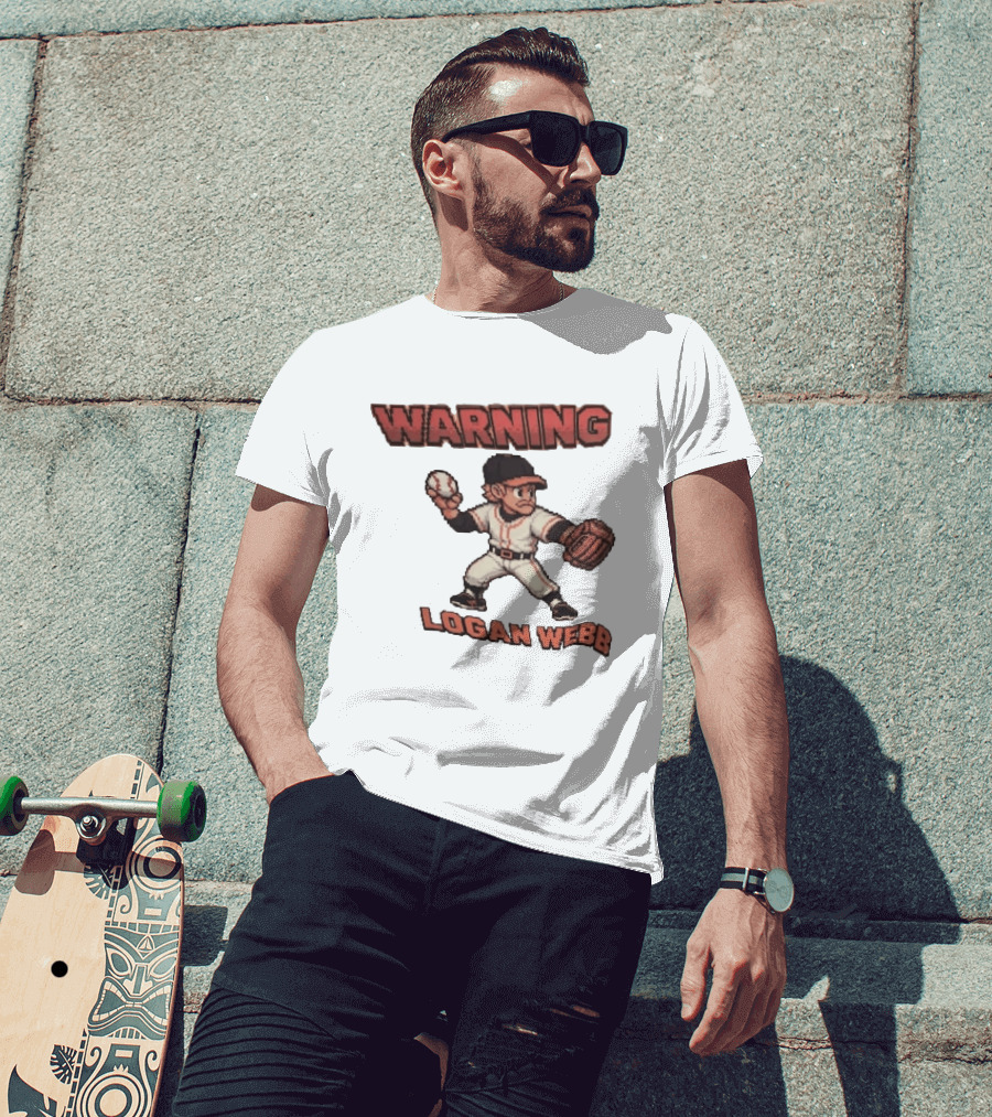Warning Logan Webb 8 Bit Baseball T-Shirt